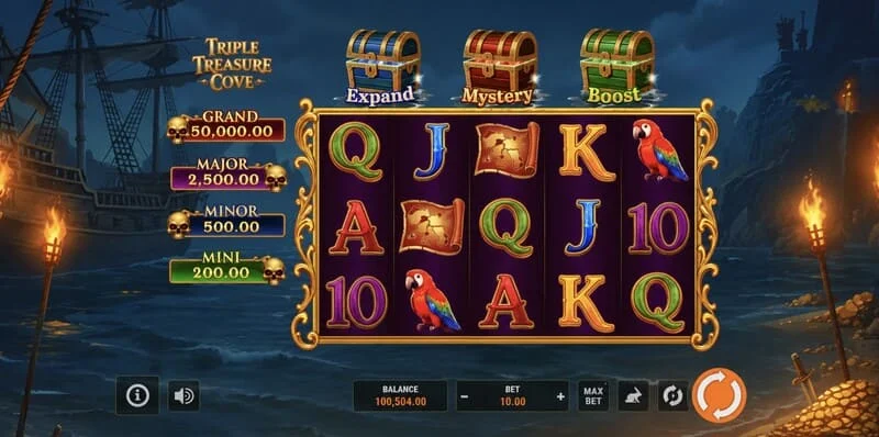 Triple Treasure Cove - raundi ya bonasi ya Hold and Win na sarafu